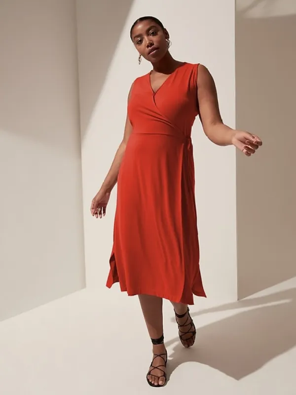 Threadsoft Wrap Midi Dress made by Banana Republic