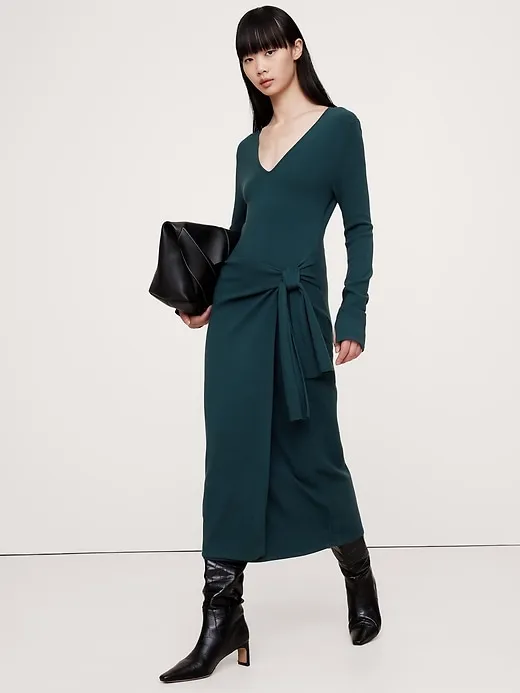 Sculpted Tie-Front Midi Dress sold by Banana Republic
