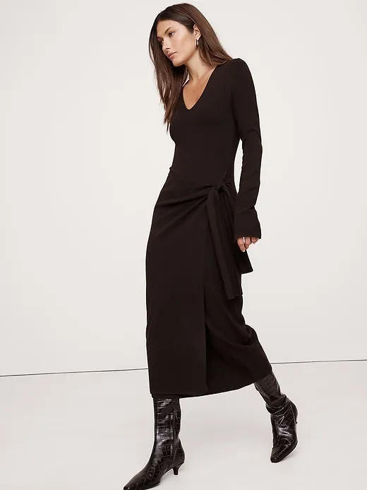 Sculpted Tie-Front Midi Dress sold by Banana Republic product image thumbnail 3