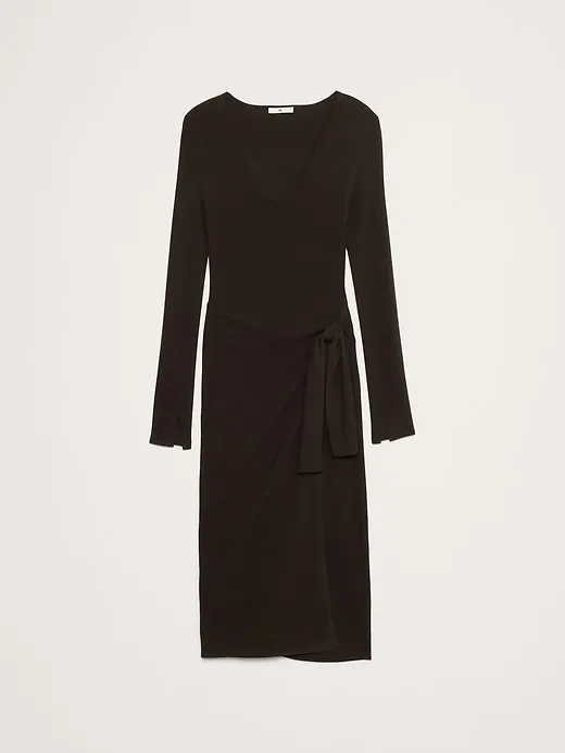 Sculpted Tie-Front Midi Dress sold by Banana Republic product image thumbnail 4