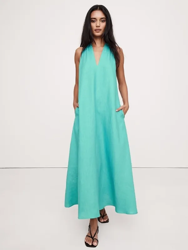 Pauline Linen Midi Dress sold by Banana Republic