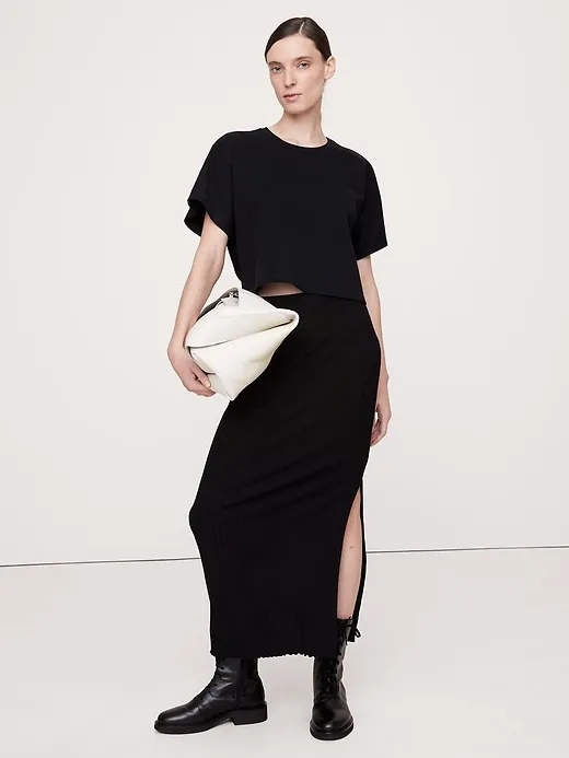 Wide Ribbed Knit Maxi Skirt sold by Banana Republic