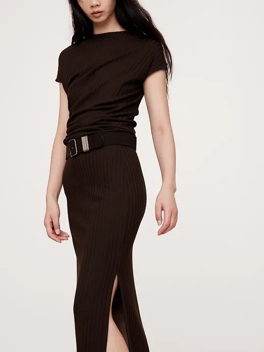 Wide Ribbed Knit Maxi Skirt sold by Banana Republic product image thumbnail 3