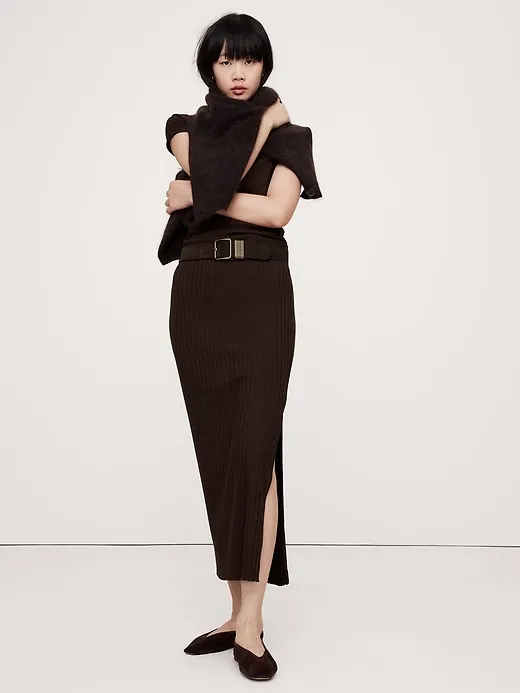 Wide Ribbed Knit Maxi Skirt sold by Banana Republic