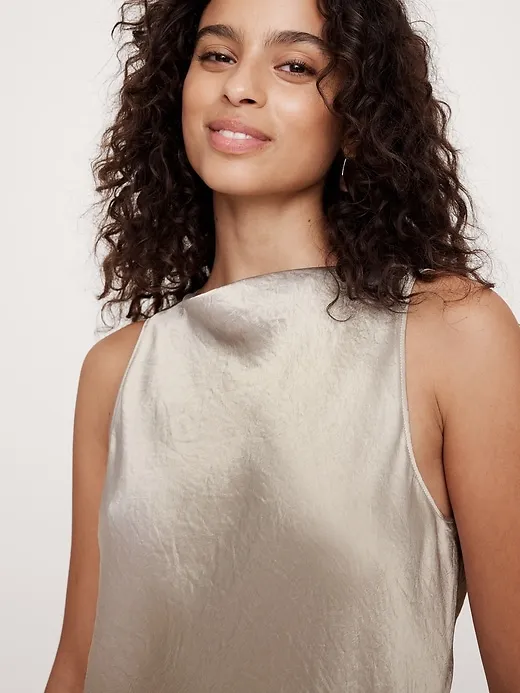 Crinkle-Satin Shift Dress sold by Banana Republic product image thumbnail 3