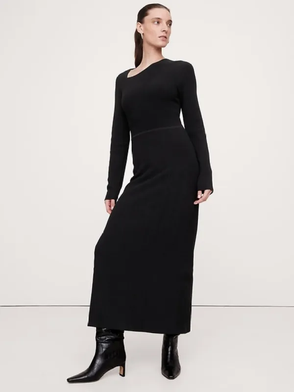 Sculpted Slash-Neck Midi Dress sold by Banana Republic