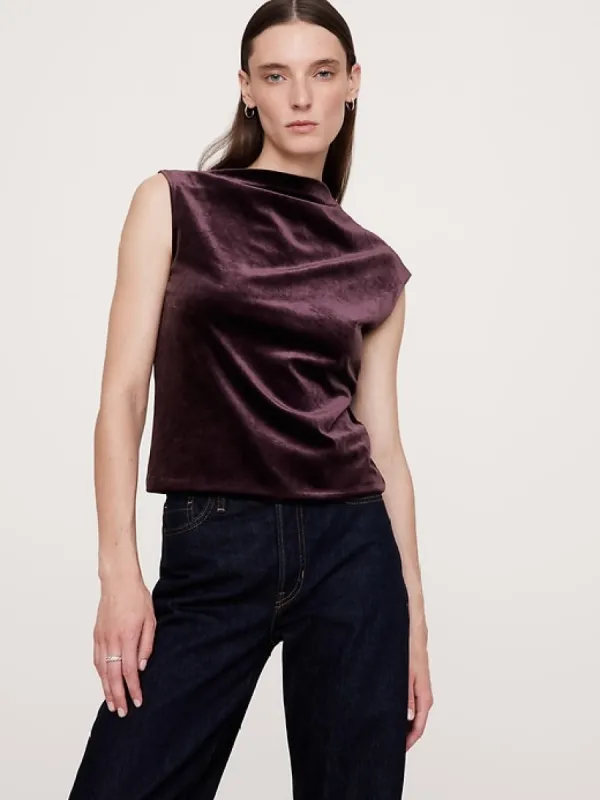 Bias-Cut Velvet Asymmetrical Top sold by Banana Republic