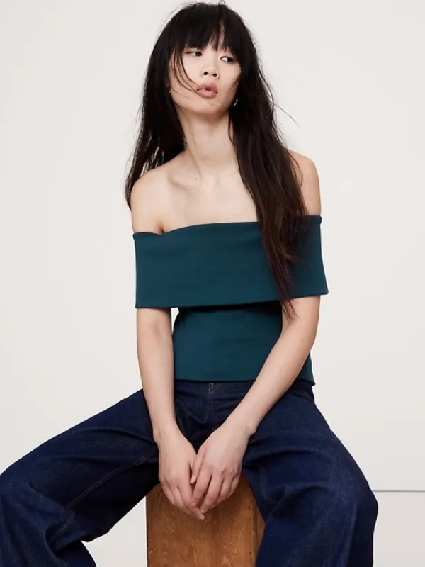 Lightweight Ponte Off-Shoulder Top sold by Banana Republic
