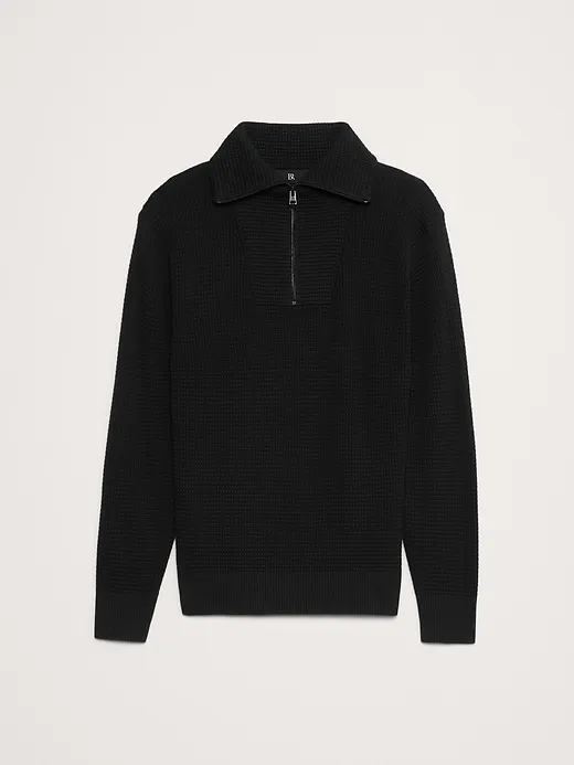 Cotton Waffle-Knit Half-Zip Sweater sold by Banana Republic product image thumbnail 4