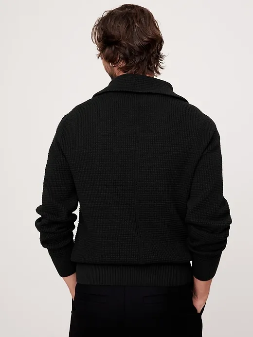 Cotton Waffle-Knit Half-Zip Sweater sold by Banana Republic product image thumbnail 2