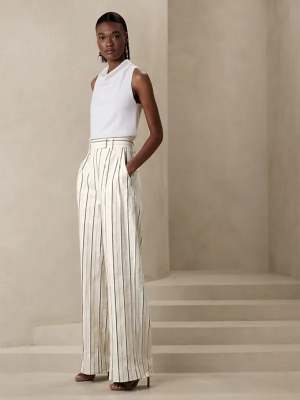 Alva Wide-Leg Cotton-Linen Pant sold by Banana Republic