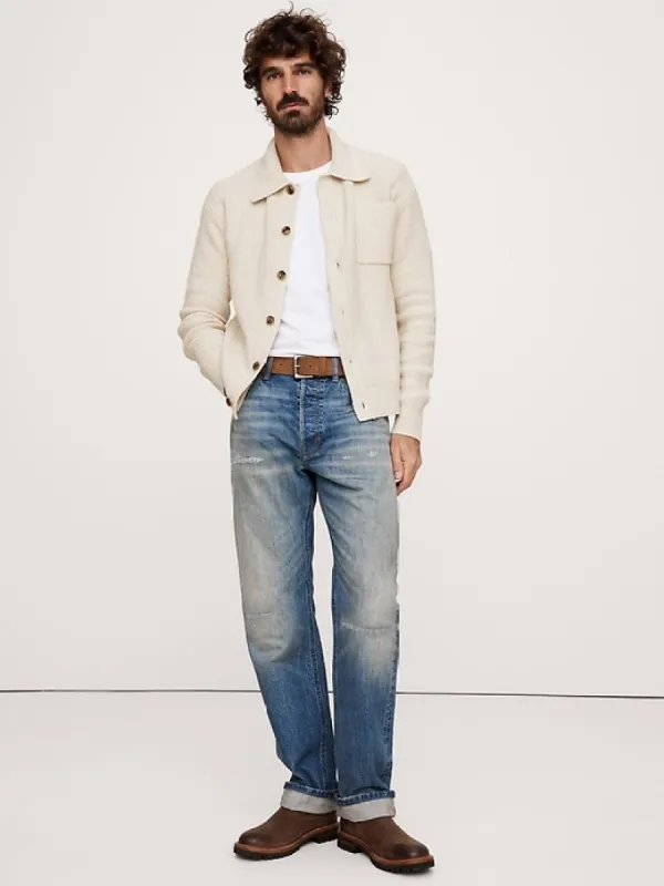 Ribbed Bouclé Polo Cardigan sold by Banana Republic