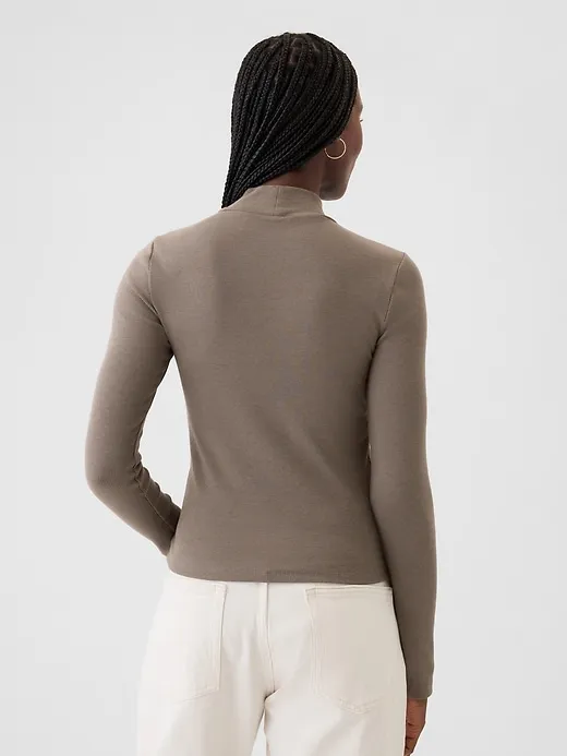 Modern Rib Cropped Mockneck Shirt sold by GAP product image thumbnail 2