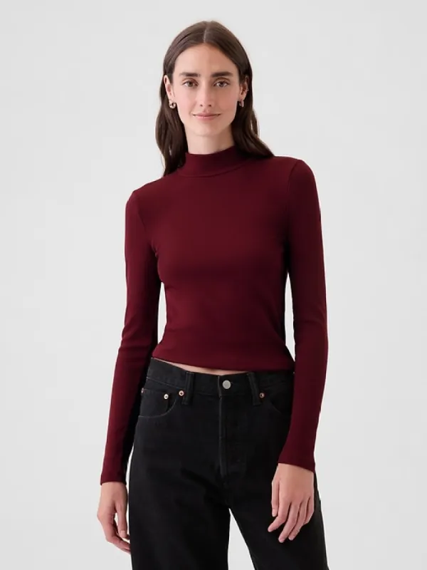 Modern Rib Cropped Mockneck Shirt sold by GAP