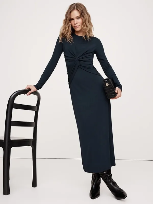Jersey Knit Twist-Front Maxi Dress sold by Banana Republic