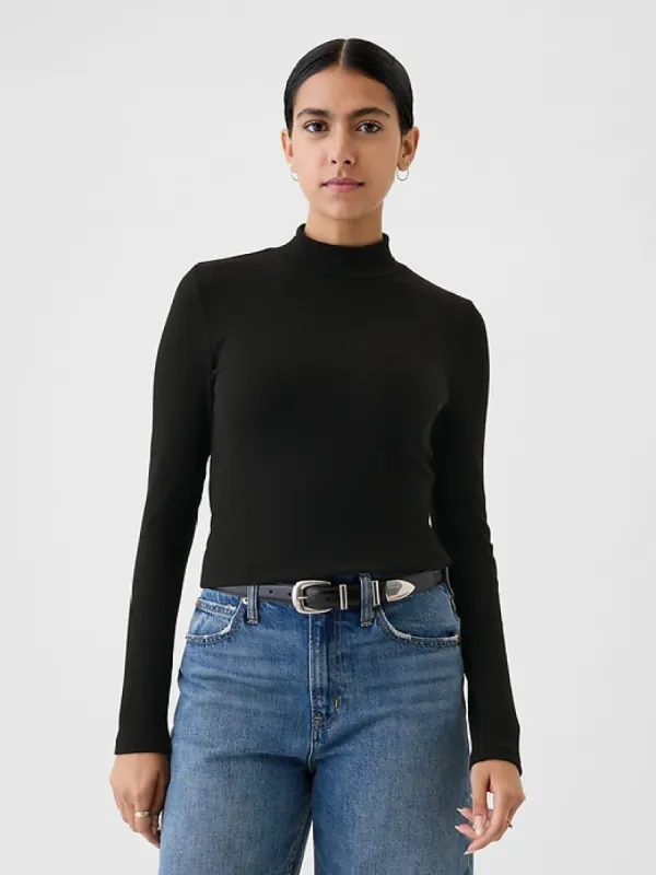 Modern Rib Cropped Mockneck Shirt sold by GAP