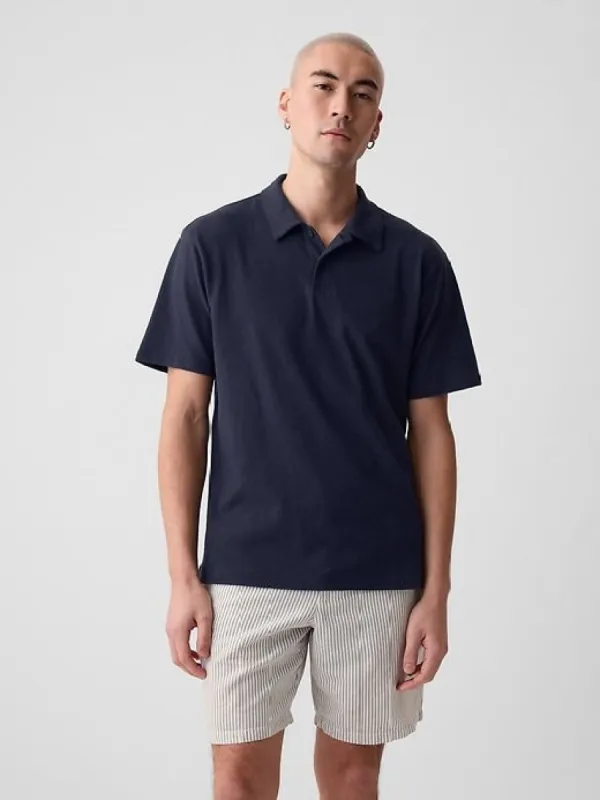 Linen-Cotton Polo Shirt sold by GAP