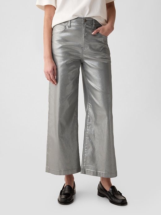 High Rise Stride Metallic Wide-Leg Ankle Jeans sold by GAP product image thumbnail 3