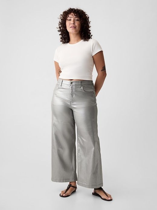 High Rise Stride Metallic Wide-Leg Ankle Jeans sold by GAP product image thumbnail 5