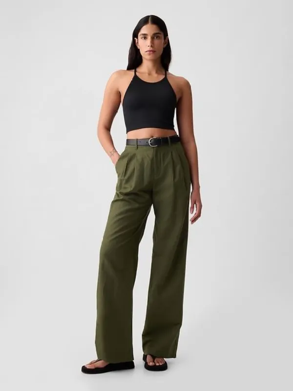 365 High Rise Linen-Cotton Trousers sold by GAP