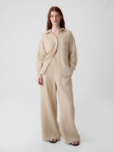 Mid Rise Crinkle Gauze Wide-Leg Pants sold by GAP
