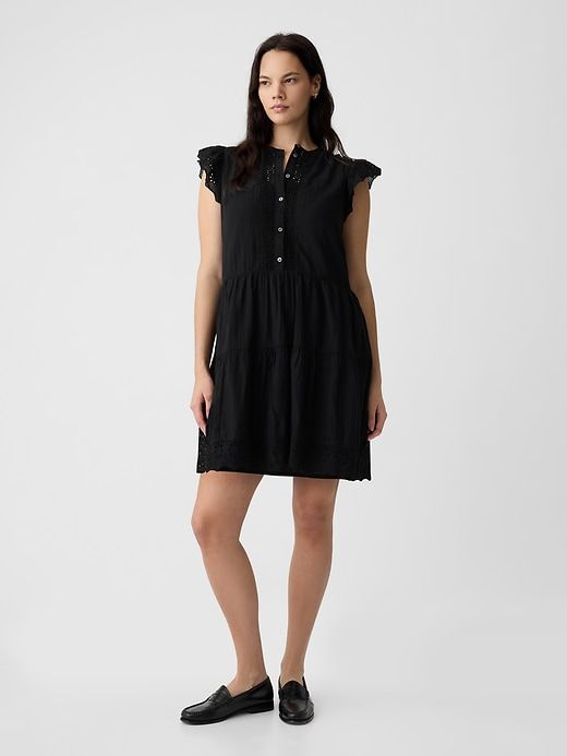 Crinkle Gauze Crochet Mini Dress sold by GAP product image thumbnail 4