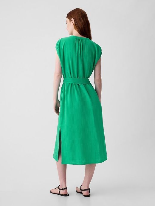 Crinkle Gauze Belted Midi Dress sold by GAP product image thumbnail 2