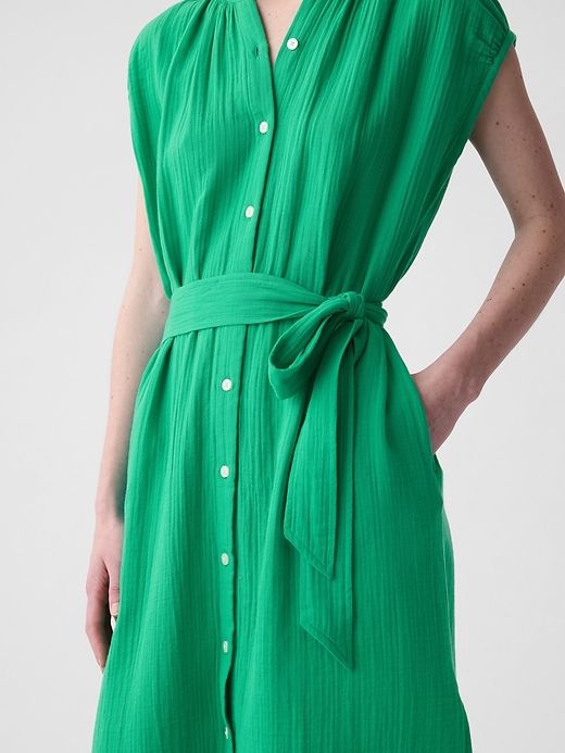 Crinkle Gauze Belted Midi Dress sold by GAP product image thumbnail 4