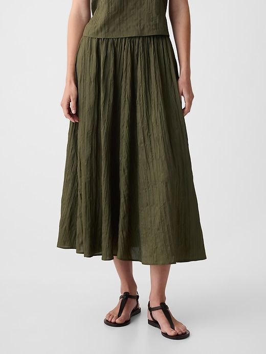 Textured Crinkle Pull-On Midi Skirt sold by GAP