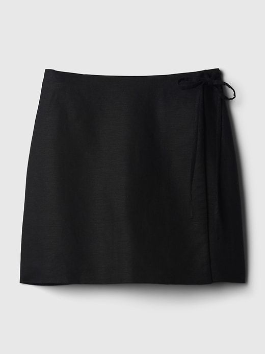 Linen-Cotton Wrap Mini Skirt sold by GAP product image thumbnail 4