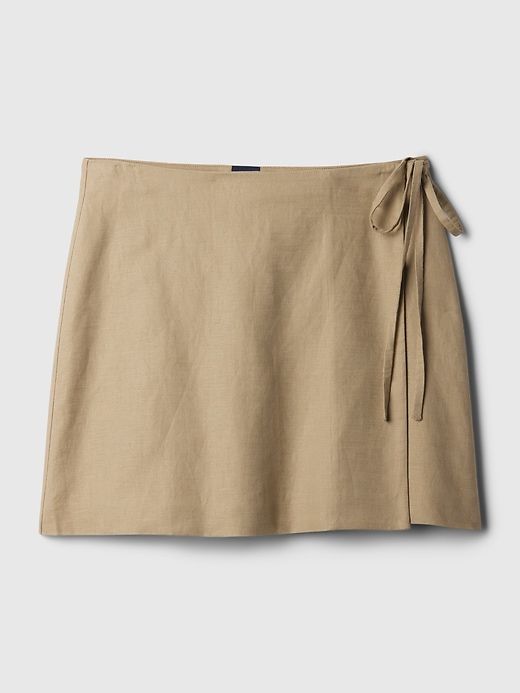 ミニスカート [MATINKIM]zipper point linen mini skirt in beige Matin Kim-ZIPPER POINT LINEN MINI SKIRT IN BEIGE│삼성물산