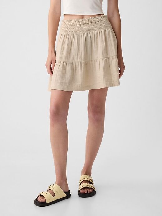 Crinkle Gauze Tiered Mini Skirt sold by GAP