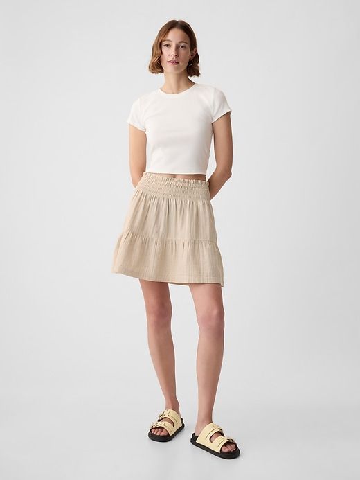 Crinkle Gauze Tiered Mini Skirt sold by GAP product image thumbnail 3