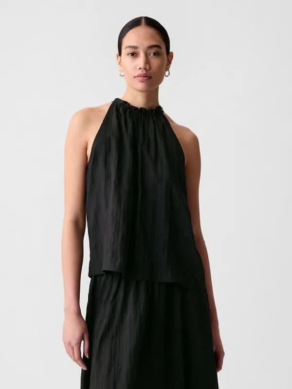 Textured Crinkle Halter Top sold by GAP