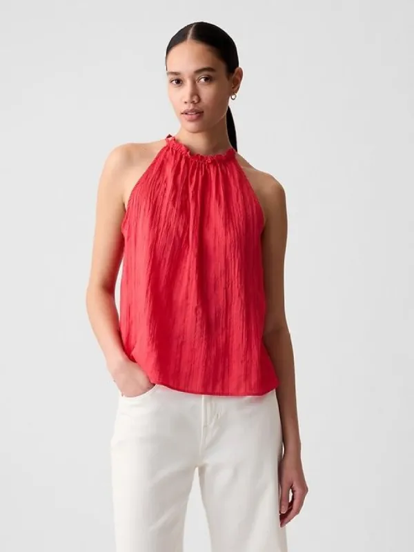 Textured Crinkle Halter Top sold by GAP