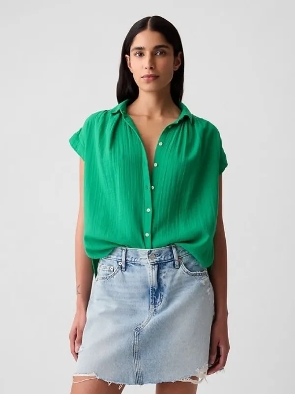 Crinkle Gauze Shirt sold by GAP