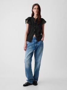 Crinkle Gauze Flutter Sleeve Shirt sold by GAP