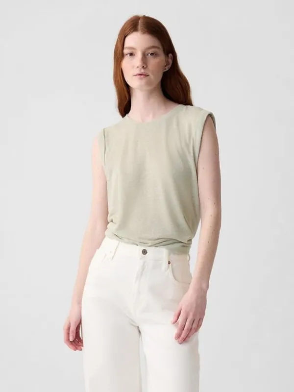 Linen-Blend Tank Top sold by GAP