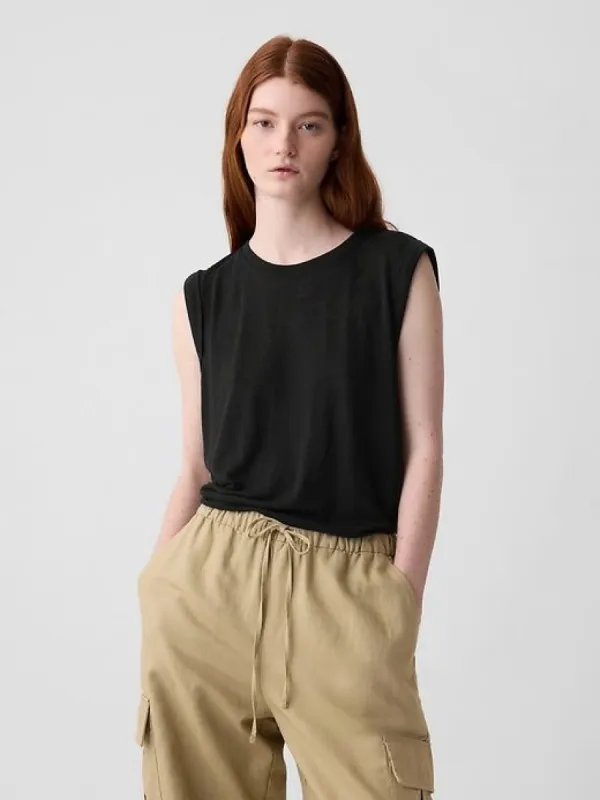 Linen-Blend Tank Top sold by GAP