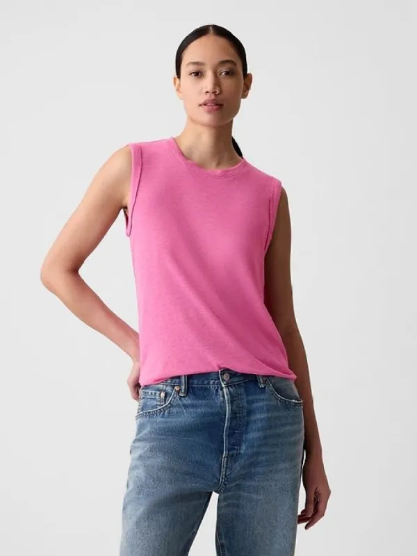 Linen-Blend Tank Top sold by GAP