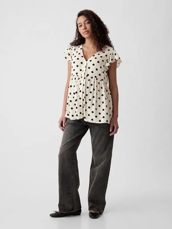 Maternity Flutter Sleeve Shirt sold by GAP