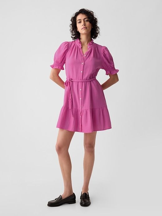 Crinkle Gauze Mini Dress sold by GAP
