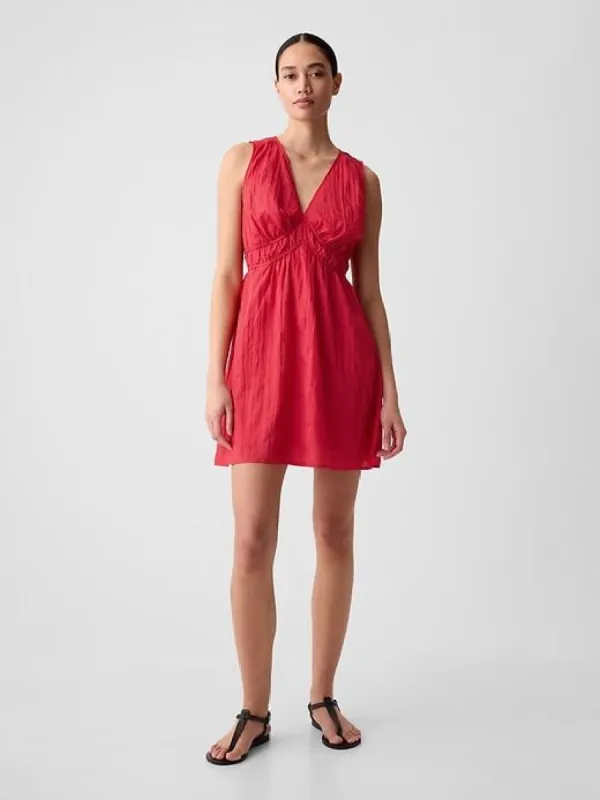 Textured Crinkle Empire Waist Mini Dress made by GAP