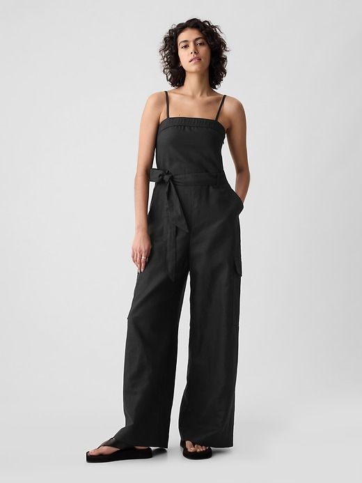 Linen-Cotton Cargo Jumpsuit sold by GAP