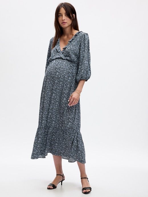 Maternity Ruffle Midi Dress sold by GAP
