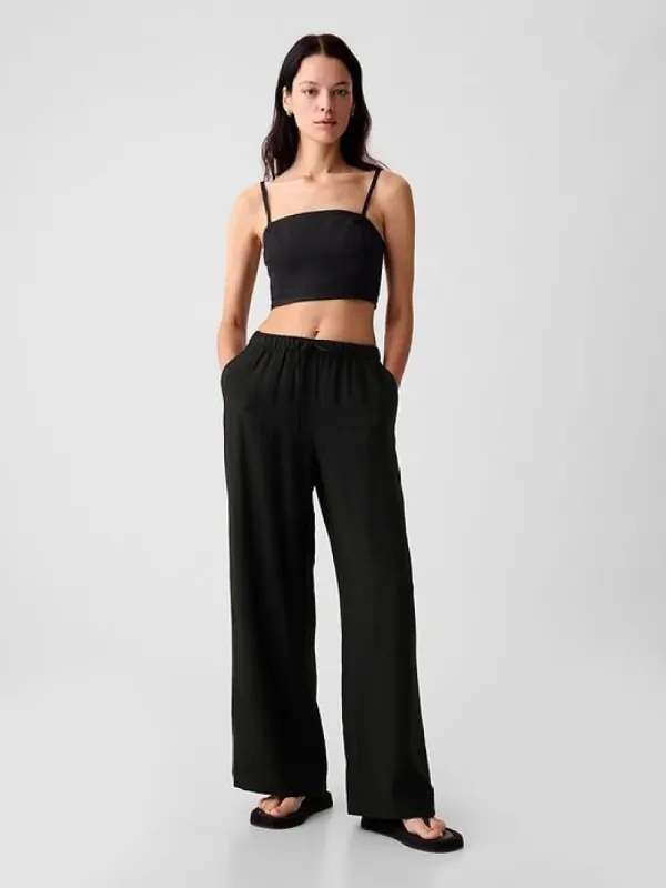 High Rise Crinkle Texture Pull-On Pants sold by GAP