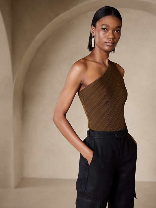 Emilia Ribbed Off-Shoulder Top sold by Banana Republic