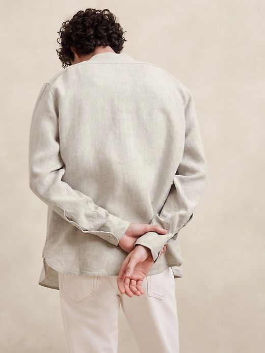 Castello Linen Banded-Collar Shirt sold by Banana Republic product image thumbnail 3