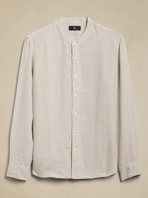 Castello Linen Banded-Collar Shirt sold by Banana Republic product image thumbnail 4