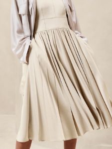 Ness Pleated Satin Midi Dress sold by Banana Republic